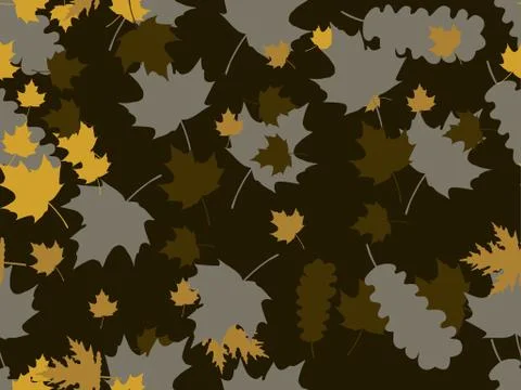 Autumn leaves seamless pattern. Falling leaves, leaf fall. Oak and maple イラスト素材