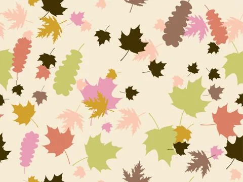 Autumn leaves seamless pattern. Falling leaves, leaf fall. Oak and maple Stock Illustration