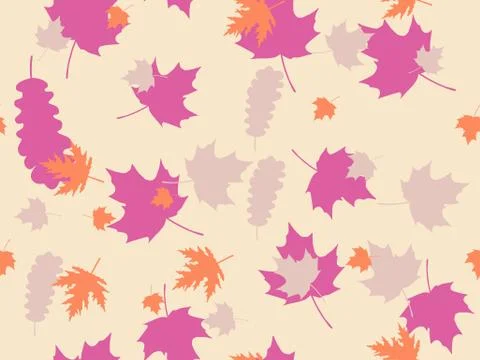 Autumn leaves seamless pattern. Falling leaves, leaf fall. Oak and maple Stock Illustration