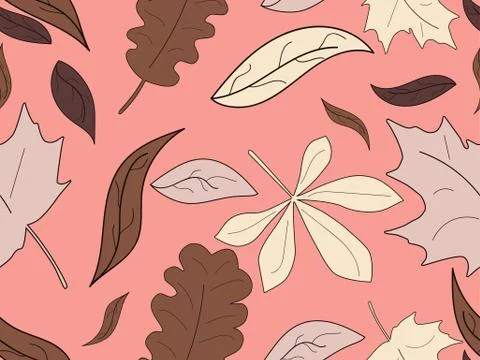 Autumn leaves seamless pattern. Falling leaves, leaf fall. Oak and maple Illustrazione stock