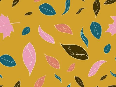 Autumn leaves seamless pattern. Falling leaves, leaf fall. Oak and maple 스톡 일러스트