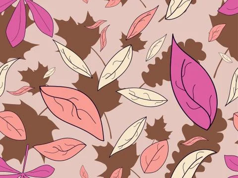 Autumn leaves seamless pattern. Falling leaves, leaf fall. Oak and maple Stock Illustration