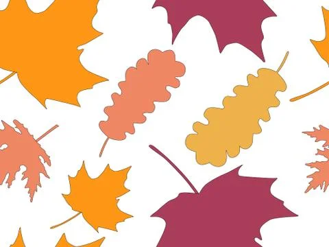 Autumn leaves seamless pattern. Falling leaves, leaf fall. Oak and maple Stock Illustration