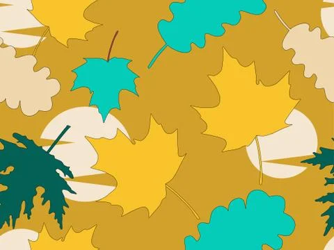 Autumn leaves seamless pattern. Falling leaves, leaf fall. Oak and maple Stock Illustration
