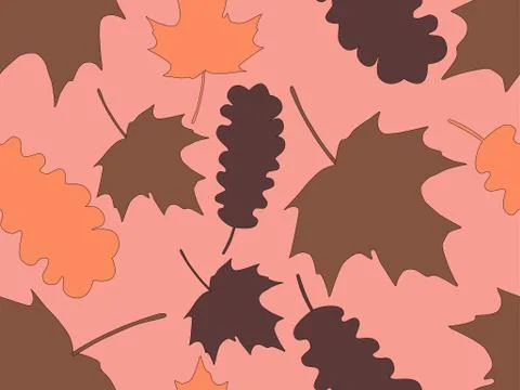 Autumn leaves seamless pattern. Falling leaves, leaf fall. Oak and maple Stock Illustration