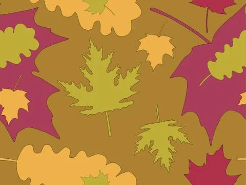 Autumn leaves seamless pattern. Falling leaves, leaf fall. Oak and maple イラスト素材