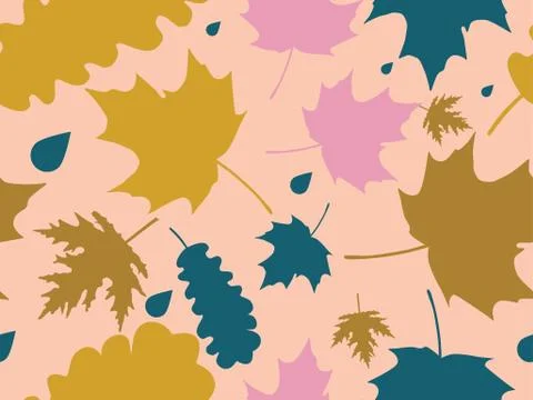 Autumn leaves seamless pattern. Falling leaves, leaf fall. Oak and maple Stock Illustration