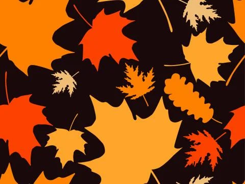 Autumn leaves seamless pattern. Falling leaves, leaf fall. Oak and maple Stock Illustration