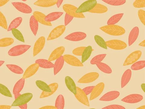 Autumn leaves seamless pattern. Falling leaves, leaf fall Stock Illustration