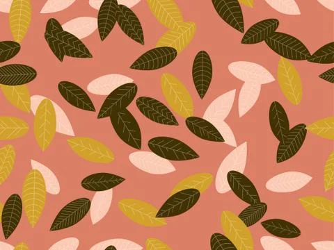 Autumn leaves seamless pattern. Falling leaves, leaf fall Stock Illustration