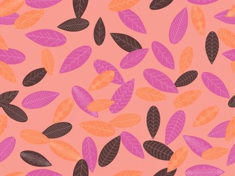 Autumn leaves seamless pattern. Falling leaves, leaf fall Stock Illustration
