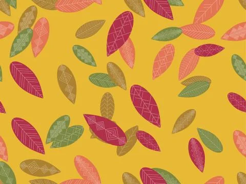 Autumn leaves seamless pattern. Falling leaves, leaf fall Stock Illustration