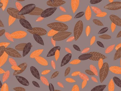 Autumn leaves seamless pattern. Falling leaves, leaf fall Stock Illustration