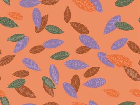 Autumn leaves seamless pattern. Falling leaves, leaf fall Stock Illustration