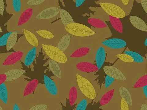 Autumn leaves seamless pattern. Falling leaves, leaf fall Stock Illustration