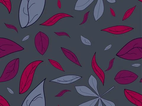 Autumn leaves seamless pattern. Falling leaves, leaf fall. Oak and maple Stock Illustration