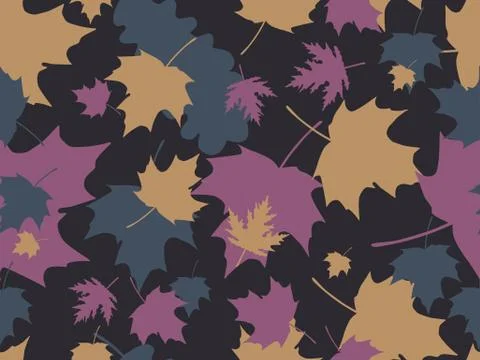 Autumn leaves seamless pattern. Falling leaves, leaf fall. Oak and maple Stock Illustration