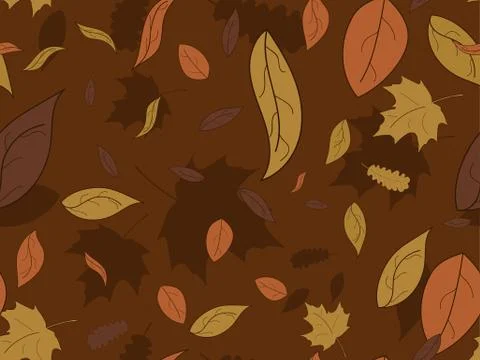 Autumn leaves seamless pattern. Falling leaves, leaf fall. Oak and maple Stock Illustration