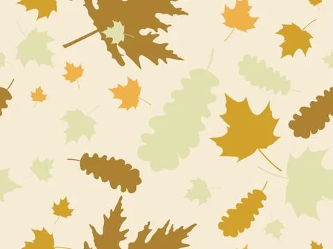 Autumn leaves seamless pattern. Falling leaves, leaf fall. Oak and maple Stock Illustration