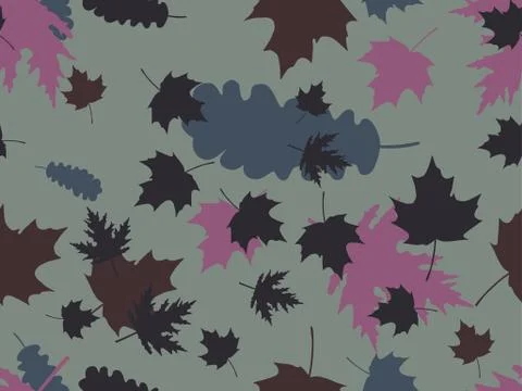 Autumn leaves seamless pattern. Falling leaves, leaf fall. Oak and maple Illustrazione stock