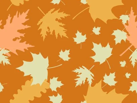 Autumn leaves seamless pattern. Falling leaves, leaf fall. Oak and maple 스톡 일러스트