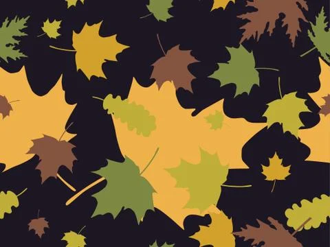 Autumn leaves seamless pattern. Falling leaves, leaf fall. Oak and maple Stock Illustration