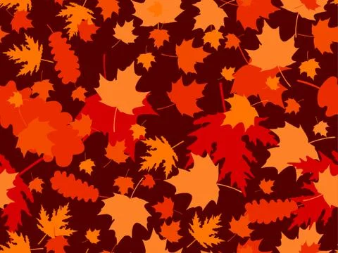 Autumn leaves seamless pattern. Falling leaves, leaf fall. Oak and maple Stock Illustration