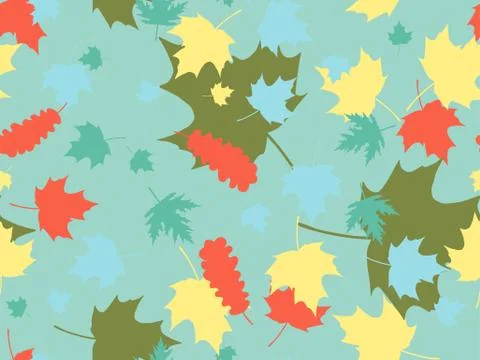 Autumn leaves seamless pattern. Falling leaves, leaf fall. Oak and maple Stock Illustration