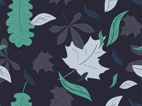 Autumn leaves seamless pattern. Falling leaves, leaf fall. Oak and maple 스톡 일러스트