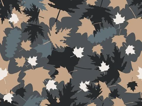 Autumn leaves seamless pattern. Falling leaves, leaf fall. Oak and maple Stock Illustration