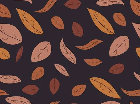 Autumn leaves seamless pattern. Falling leaves. Design for wrapping paper Stock Illustration