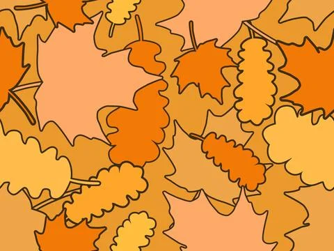 Autumn leaves seamless pattern. Falling leaves, leaf fall. Oak and maple. B.. 스톡 일러스트