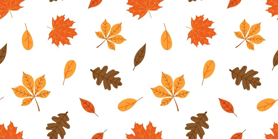 Autumn leaves seamless pattern. Flat illustration Stock Illustration