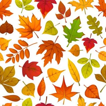 Autumn leaves seamless pattern, foliage background Stock Illustration