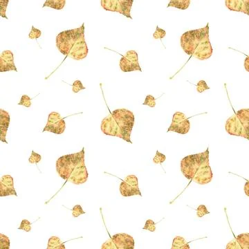 Autumn leaves seamless pattern. Golden yellow, orange and fall trees foliage Stock Illustration