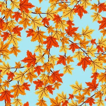 Autumn leaves seamless pattern Stock Illustration