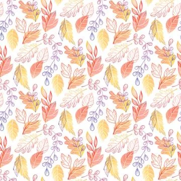 Autumn leaves seamless pattern Stock Illustration