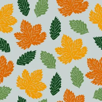 Autumn leaves seamless pattern Stock Illustration