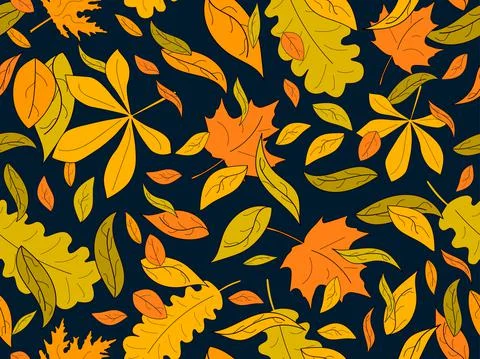 Autumn leaves seamless pattern. Leaf fall, leaf fall. Oak and maple. Design f Stock Illustration