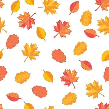 Autumn leaves seamless pattern pixel art. Fall season vector background Stock Illustration