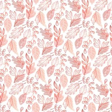 Autumn leaves seamless pattern RED Stock Illustration