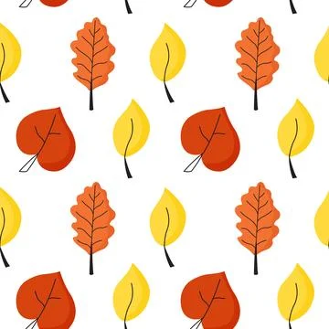 Autumn leaves seamless pattern. Textile and textures design colorful oak leaves. Stock Illustration