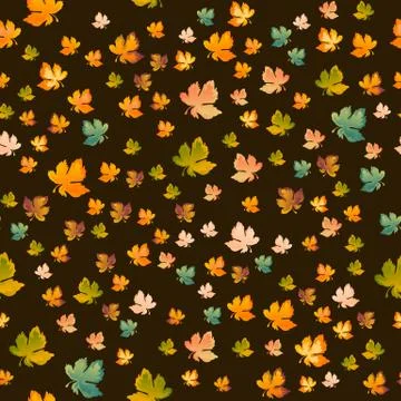 Autumn leaves seamless pattern, vector background. Red, yellow and green maple 스톡 일러스트