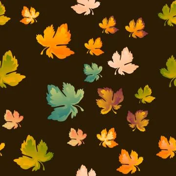Autumn leaves seamless pattern, vector background. Red, yellow and green maple 스톡 일러스트