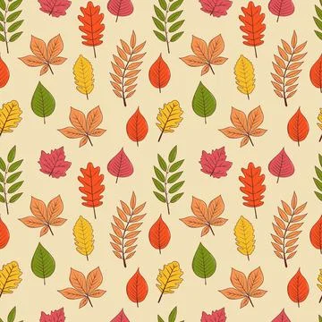 Autumn leaves seamless pattern. Vector illustration in hand drawn style 스톡 일러스트
