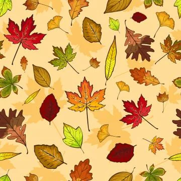 Autumn Leaves Seamless Pattern Wallpaper Stock Illustration