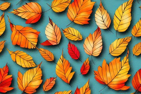 Autumn leaves seamless pattern Watercolor hand drawn illustration High quality Stock Illustration