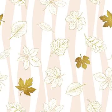 Autumn leaves seamless pattern on white background,for decorative,fashion,fab Stock Illustration