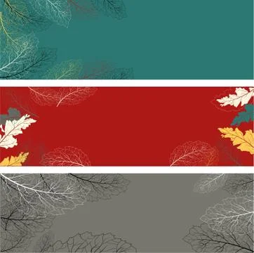 Autumn leaves. Set leaf. Vector tree collection. Vector banner. Modern poster Stock Illustration