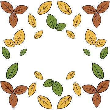Autumn leaves. Square vector frame of leaves. Space for text. Cartoon style. Illustrazione stock